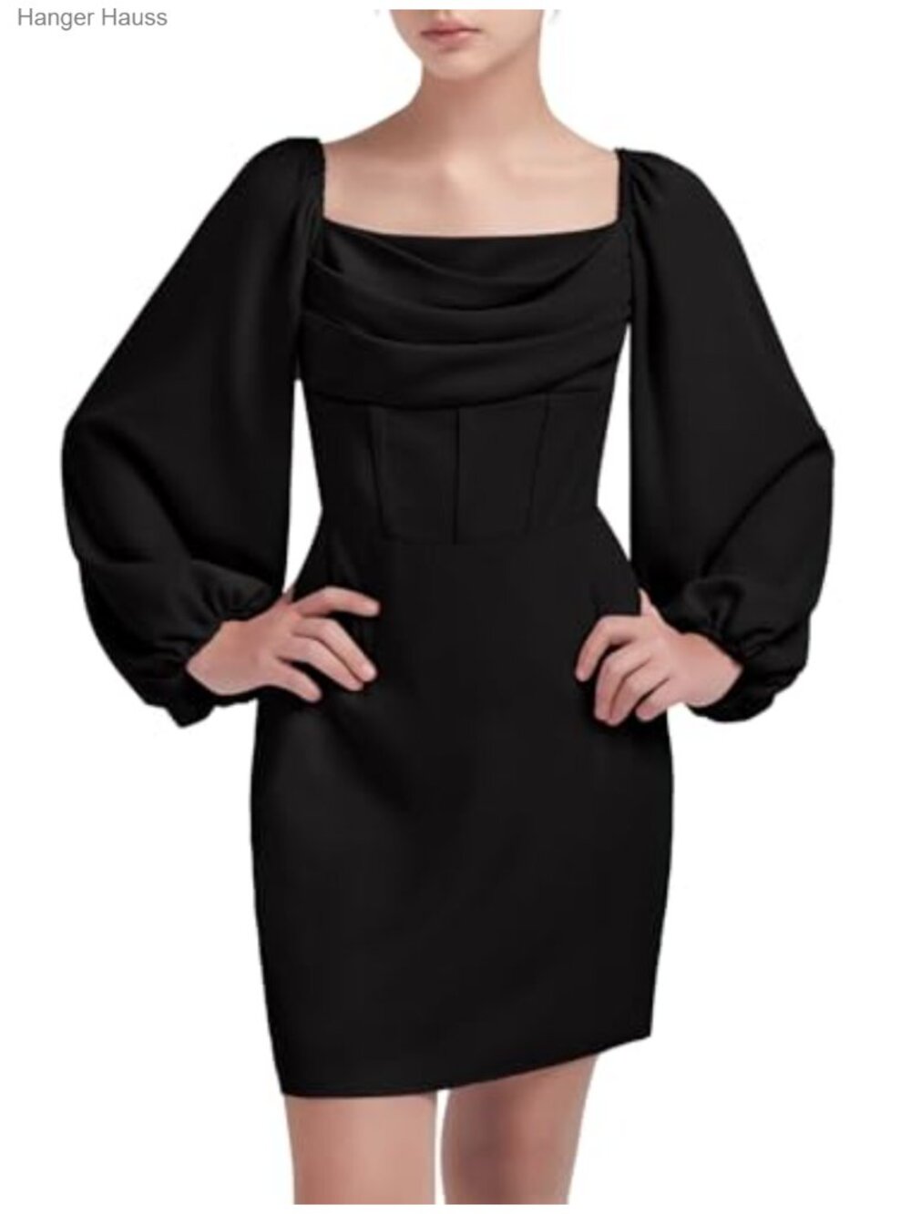 Girls Formal Mini Dress Cowl Neck Smocked Back Long Sleeve Special Occasion